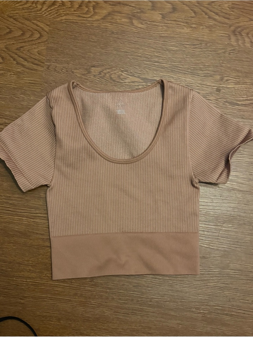 aerie Ribbed Short Sleeve Crop Top - Mauve Pink